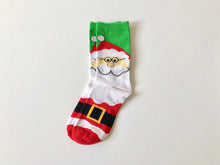 Load image into Gallery viewer, Fun and festive winter holiday socks featuring  Santa. Great holiday gifts for Christmas. Creative gift socks from www.pomelosocks.com
