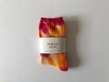 Load image into Gallery viewer, Fun and bright slouch style two color tie-dye socks that make a unique gift. From www.pomelosocks.com
