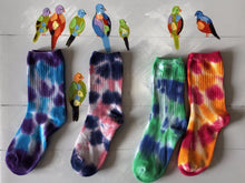 Load image into Gallery viewer, 4 styles are highlighted of Pomelo Socks fun slouch style two color tie-dye socks that make a unique gift. From www.pomelosocks.com
