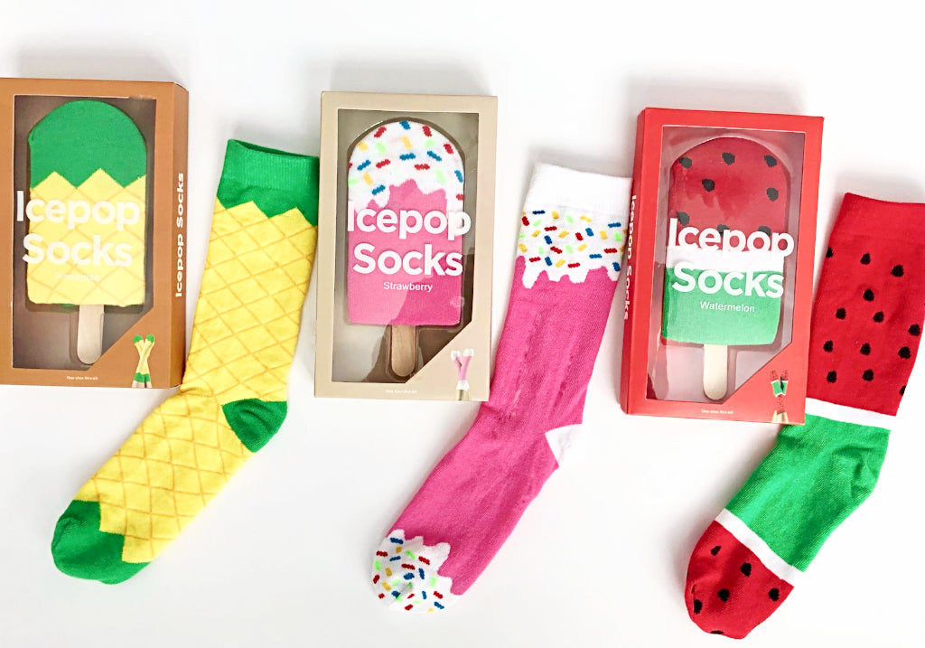 Gooey heks Interpretive Icepop Socks in Gift Box - Pineapple, Strawberry and Watermelon
